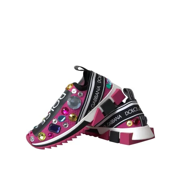 Dolce & Gabbana Pink Sorrento Crystals Sneakers Shoes - Picture 8 of 9